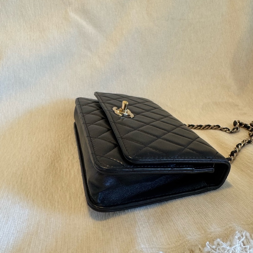 chanel trendy cc lambskin wallet on chain woc black - Picture 7 of 11